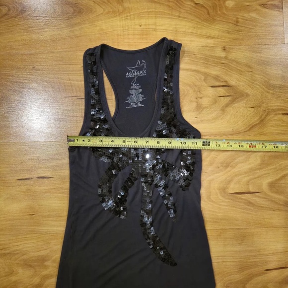 Y2K VTG Miley Max Cyrus Azria Tank top blouse black sequin bling bow small - Picture 5 of 5